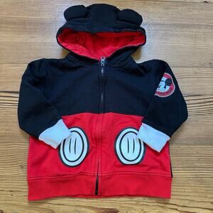 Disney black red Mickey Mouse full zip hooded sweatshirt SIZE 3T